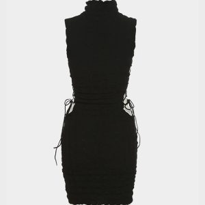 Intricate Textures Y2K Dress - Coquette Aesthetic with Grunge Style Elements