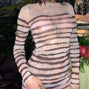 Irregular Striped Printed Bodycon Dress - Y2K Aesthetic Fashion for Trendy Outfits