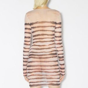 Irregular Striped Printed Bodycon Dress - Y2K Aesthetic Fashion for Trendy Outfits