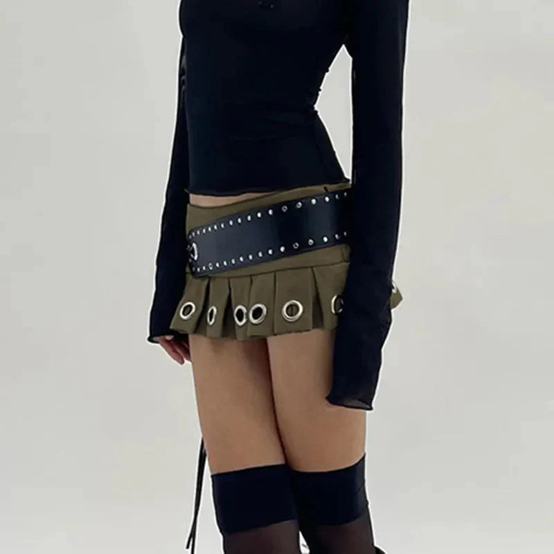 Jacee Y2K Mini Skirt: Trendy Cargo Style for Coquette and Grunge Aesthetic Lovers