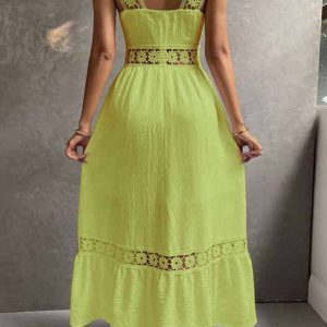 Jacquard Hollow Out Tiered Midi Dress - Y2K Aesthetic Fashion for Effortless Style