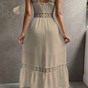 Jacquard Hollow Out Tiered Midi Dress - Y2K Aesthetic Fashion for Effortless Style