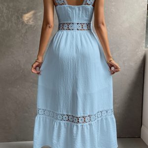 Jacquard Hollow Out Tiered Midi Dress - Y2K Aesthetic Fashion for Effortless Style