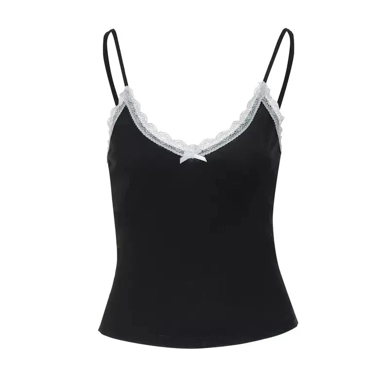 Jiya Lace Tank Top - Y2K Aesthetic Cute Top for Coquette and Grunge Styles