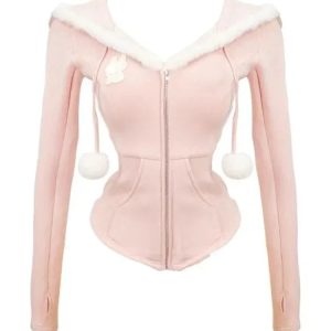 Kawaii 3-Piece Y2K Fashion Set: Cute Pink Hooded Coat, Casual Vest & Mini Skirt Outfit