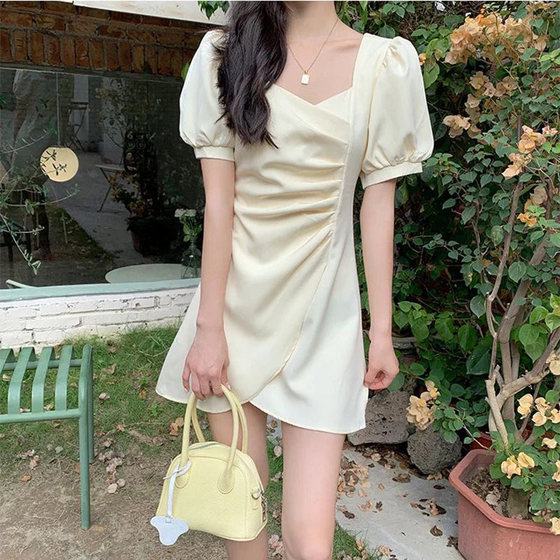 Kawaii Fairy Slim Fit Dress - Irregular French Style Fashion for Women, Spring/Summer 2024