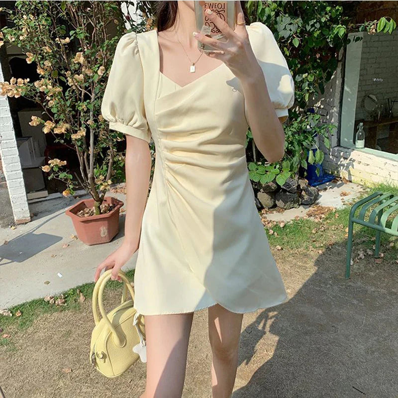 Kawaii Fairy Slim Fit Dress - Irregular French Style Fashion for Women, Spring/Summer 2024