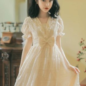 Kawaii Princess Dress with Bow and Lace - Romantic Retro Summer Dress in French Palace Style