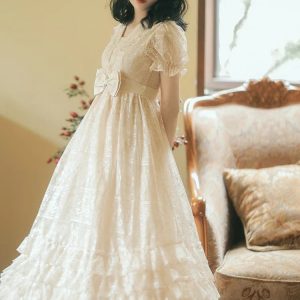 Kawaii Princess Dress with Bow and Lace - Romantic Retro Summer Dress in French Palace Style