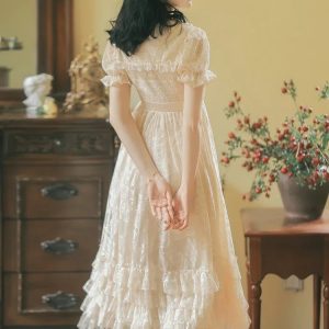 Kawaii Princess Dress with Bow and Lace - Romantic Retro Summer Dress in French Palace Style