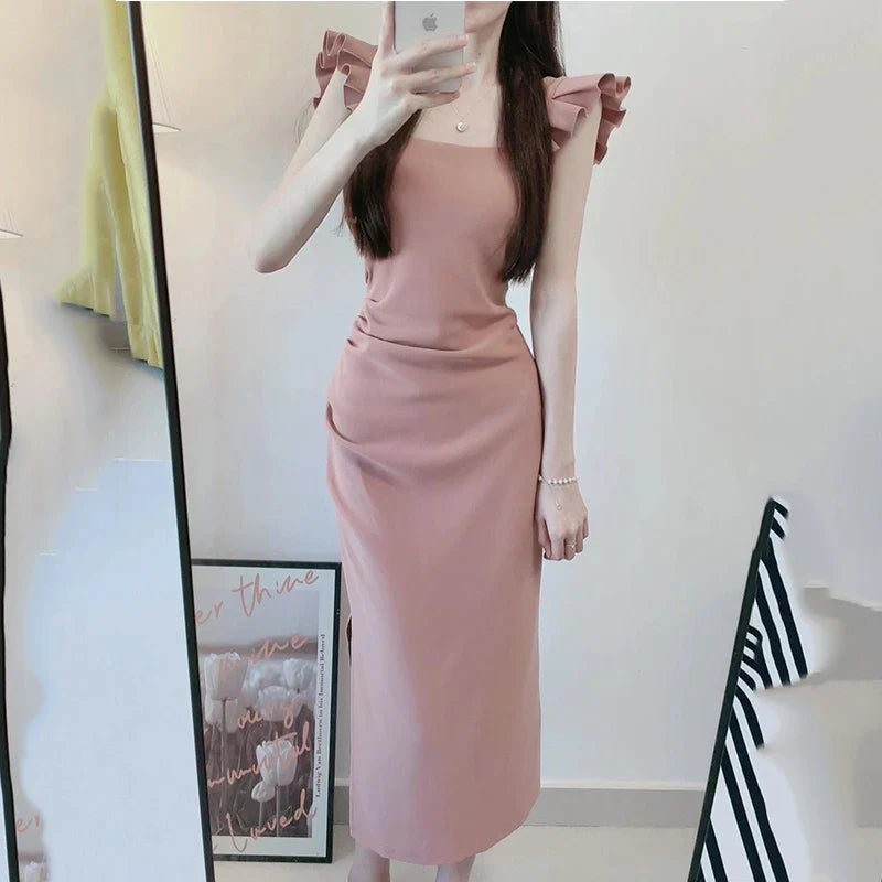 Kawaii Vintage Fashion Dress - Elegant Korean Style with Waist Cinching for Spring/Summer 2024