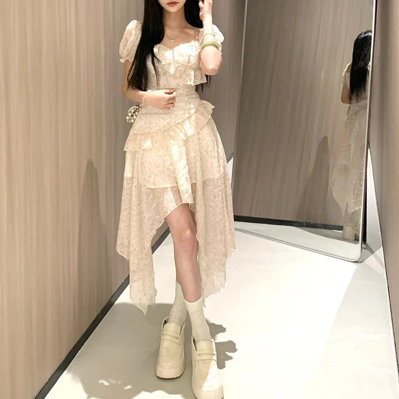 Kawaii Vintage Princess Dress for Women - Elegant Waist-Tightening Spring/Summer 2024 Fashion