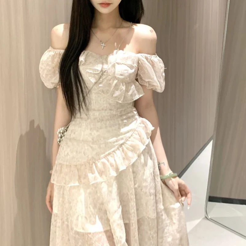 Kawaii Vintage Princess Dress for Women - Elegant Waist-Tightening Spring/Summer 2024 Fashion