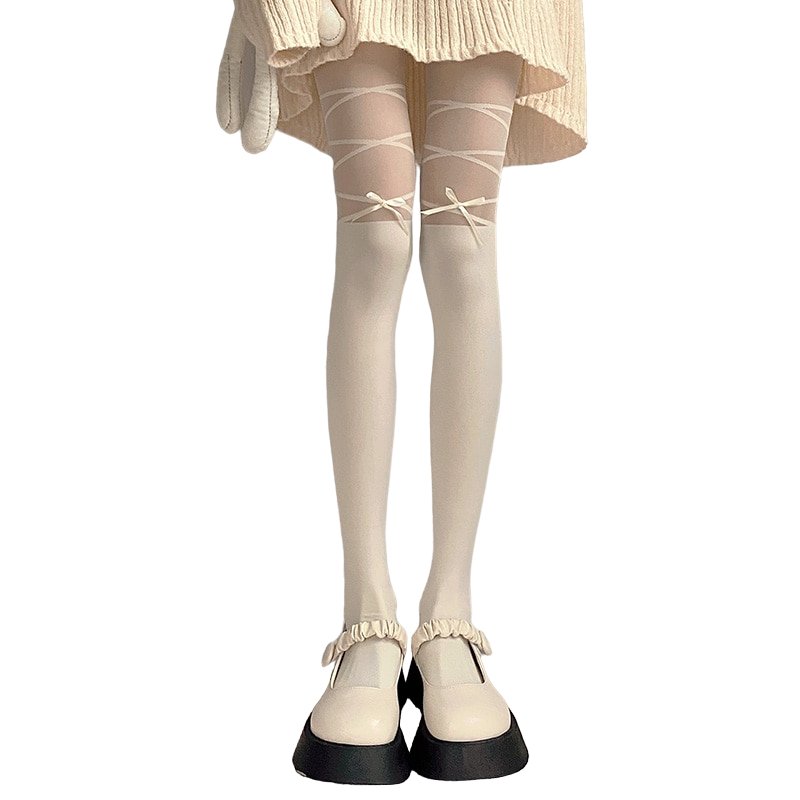 Kawaii White Tights for Y2K Fashion: Perfect for Summer Outfits and Cute Aesthetic Looks