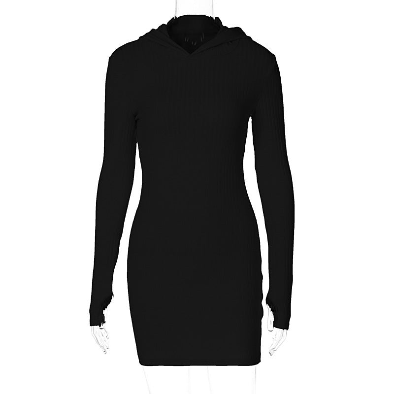 Knit Hooded Long Sleeve Slim Fit Dress - Y2K Aesthetic Cute Dress for Stylish Outfits