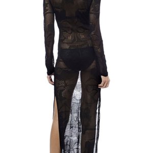 Knit Slit Cover-Up Dress for Y2K Fashion Lovers - Trendy Coquette Aesthetic Style