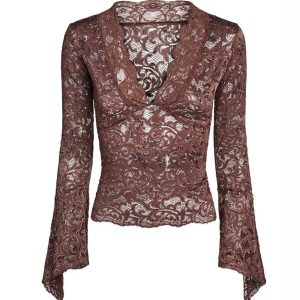 Kristel Long Sleeve Lace Top - Y2K Fashion Coquette Aesthetic Cute Layering Piece