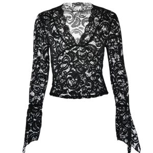 Kristel Long Sleeve Lace Top - Y2K Fashion Coquette Aesthetic Cute Layering Piece