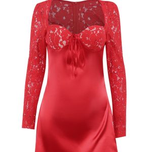 Lace A-Line Bodycon Mini Dress - Y2K Fashion with Coquette Aesthetic Charm