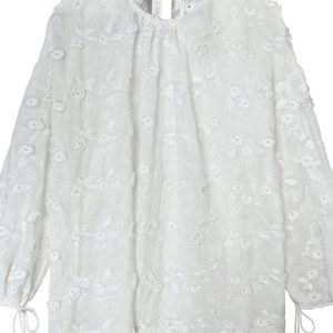 Lace Embroidered Floral Top - Y2K Aesthetic Cute Shirt for Coquette Style Outfits