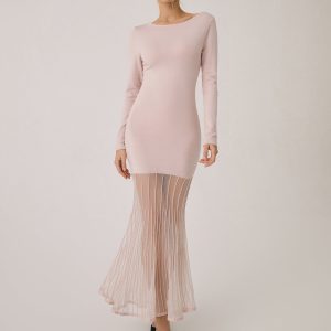 Lace Hem Mermaid Midi Dress: Y2K Fashion Sweater Dress for Coquette Aesthetic Style