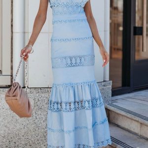 Lace Patchwork Boho Maxi Dress - Y2K Aesthetic Loose Fit for Effortless Style