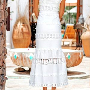 Lace Patchwork Boho Maxi Dress - Y2K Aesthetic Loose Fit for Effortless Style