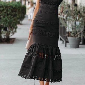 Lace Patchwork Boho Maxi Dress - Y2K Aesthetic Loose Fit for Effortless Style