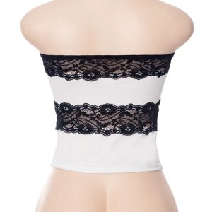 Lace Patchwork Sexy Bustier Corset Crop Top - Off Shoulder Tube Tank for Summer Parties