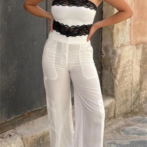 Lace Patchwork Sexy Bustier Corset Crop Top - Off Shoulder Tube Tank for Summer Parties