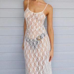 Lace Perspective Cami Maxi Dress - Y2K Aesthetic Elegant Layered Style for Chic Outfits