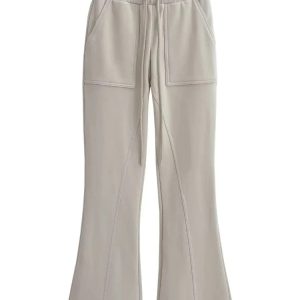 Lace-Up High Waist Loose Cargo Pants for Women - Trendy Baggy Sweatpants with Pockets, Fall 2023