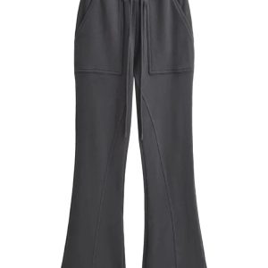 Lace-Up High Waist Loose Cargo Pants for Women - Trendy Baggy Sweatpants with Pockets, Fall 2023