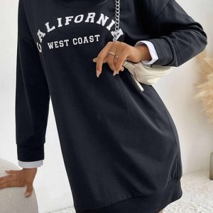 Lapel Patchwork Sweatshirt Dress in Y2K Aesthetic for Cozy and Stylish Outfits