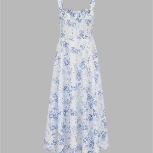 Lapetus Y2K Floral Midi Cami Dress - Cute Coquette Aesthetic for Effortless Style