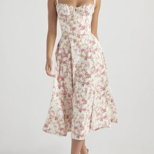 Lapetus Y2K Floral Midi Cami Dress - Cute Coquette Aesthetic for Effortless Style