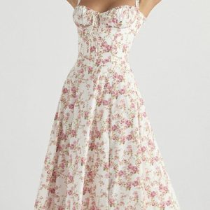 Lapetus Y2K Floral Midi Cami Dress - Cute Coquette Aesthetic for Effortless Style