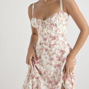 Lapetus Y2K Floral Midi Cami Dress - Cute Coquette Aesthetic for Effortless Style