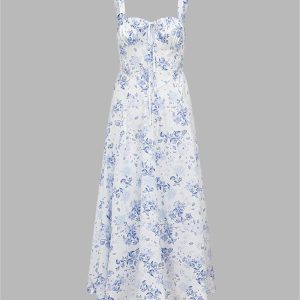 Lapetus Y2K Floral Midi Cami Dress - Cute Coquette Aesthetic for Effortless Style