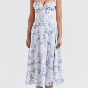 Lapetus Y2K Floral Midi Cami Dress - Cute Coquette Aesthetic for Effortless Style