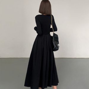 Leisure Pockets Long Sleeve Maxi Dress - Y2K Aesthetic Casual Chic for Effortless Style