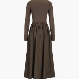 Leisure Pockets Long Sleeve Maxi Dress - Y2K Aesthetic Casual Chic for Effortless Style