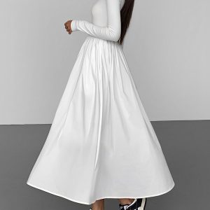 Leisure Pockets Long Sleeve Maxi Dress - Y2K Aesthetic Casual Chic for Effortless Style