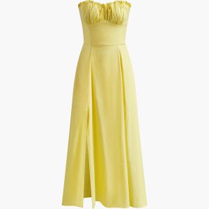 Lettuce Trim Slit Midi Dress - Y2K Aesthetic Fashion for Chic Coquette Style