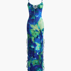 Lettuce Trim Tie Neck Y2K Dress - Cute Coquette Aesthetic for Effortless Style