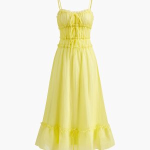 Lettuce Trim Zipper Pleated Dress - Y2K Aesthetic Cute Dress for Coquette Style Outfits