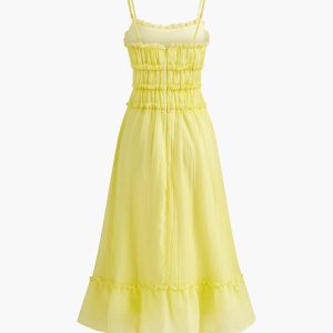 Lettuce Trim Zipper Pleated Dress - Y2K Aesthetic Cute Dress for Coquette Style Outfits