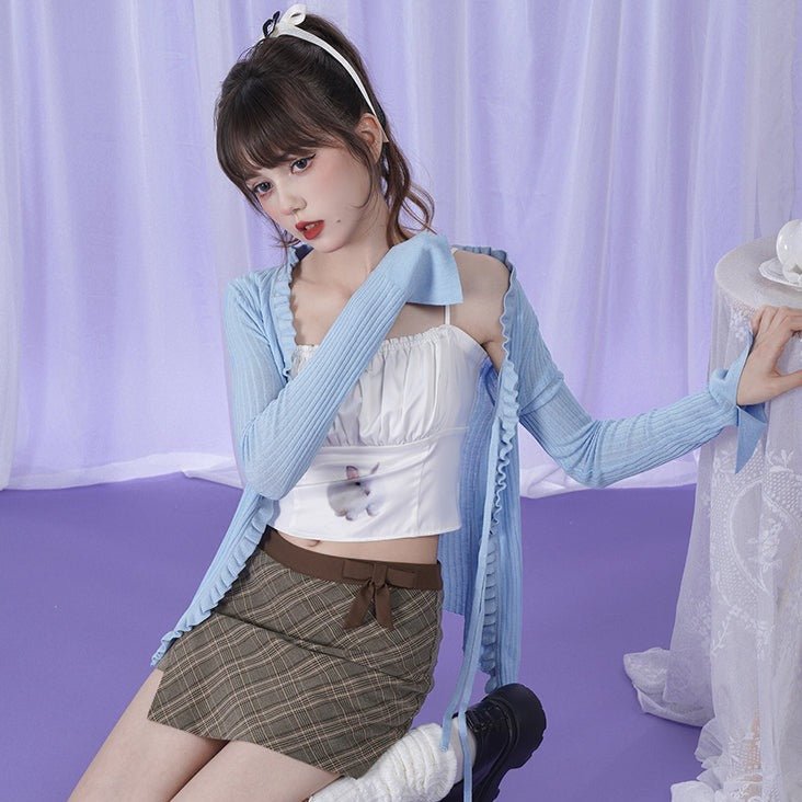 Light Blue Ballet Cardigan - Y2K Aesthetic Soft Girl Style for Cozy Outfits