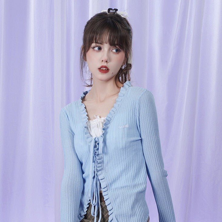 Light Blue Ballet Cardigan - Y2K Aesthetic Soft Girl Style for Cozy Outfits