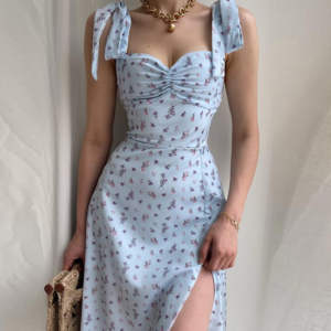 Light Blue Y2K Strappy Dress - Cute and Comfy for Coquette and Grunge Aesthetic Styles